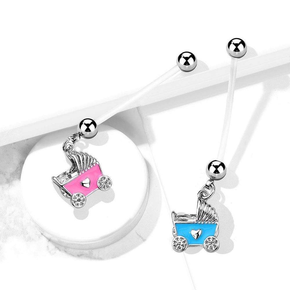 NEW! Baby Stroller Pregnancy Belly Ring Pink Stainless Steel